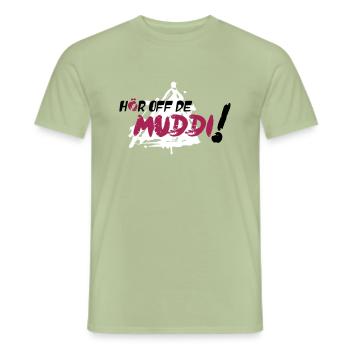 Hör auf de Muddi - Männer T-Shirt - Sage - Vorne - AI Model Male 178 light (178cm)