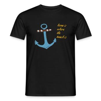 Anker Home is where the beach is - Men's T-Shirt - black - Front - AI Model Male 178 light (178cm)