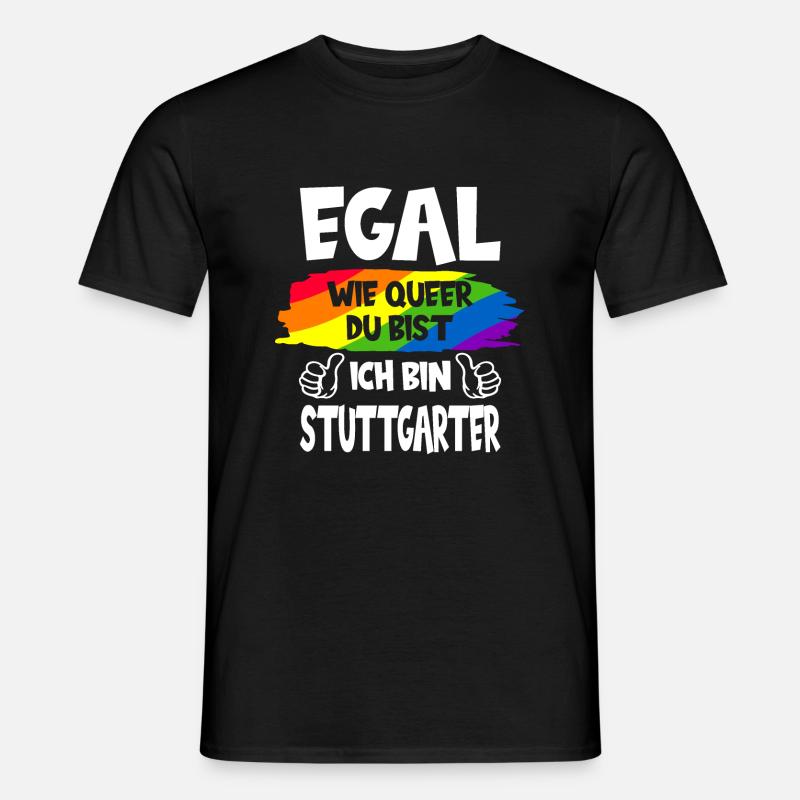 QUEER STUTTGART STUTTGARTER LGBT REGENBOGENFAHNE - Männer T-Shirt - Schwarz
