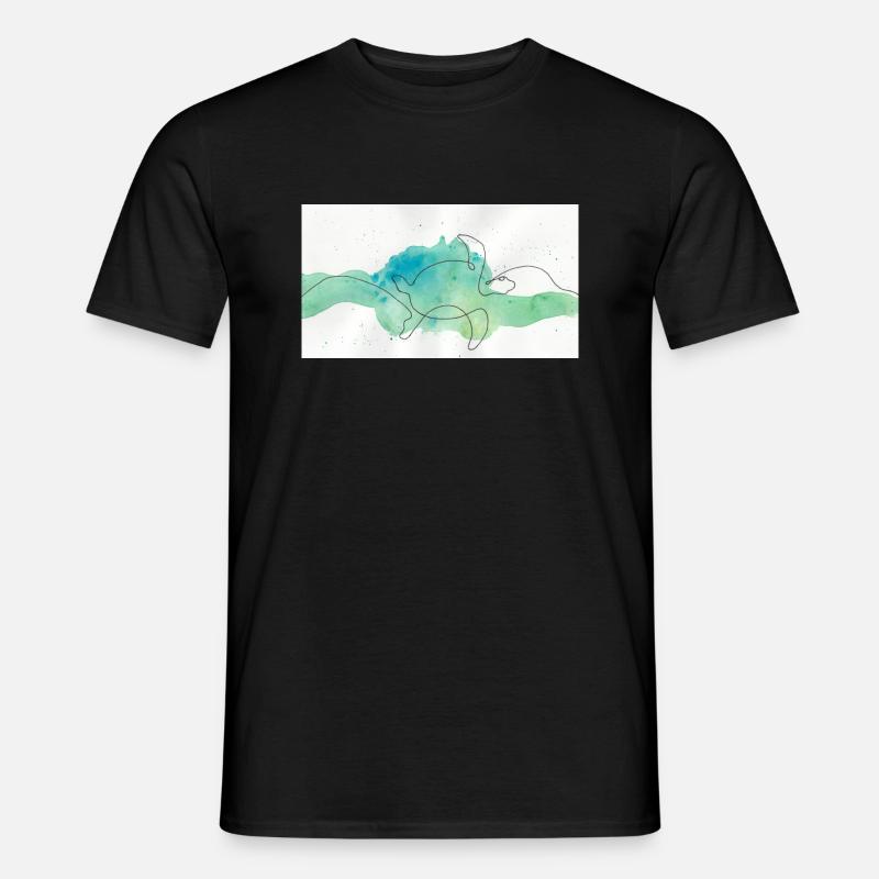 Turtle on Wave on Watercolor - Männer T-Shirt - Schwarz