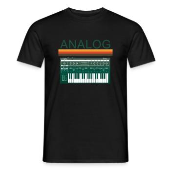Analog Synth Retro Synthesizer Music Producer - Men's T-Shirt - black - Front - AI Model Male 178 light (178cm)