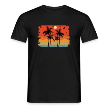 Sunset beach summer gift beach retro - Men's T-Shirt - black - Front - AI Model Male 178 light (178cm)