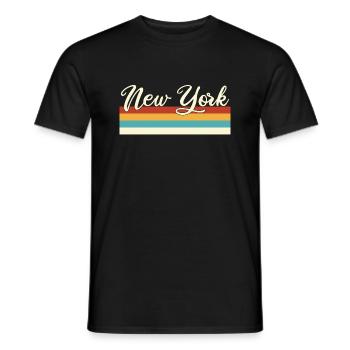 New York - Grande Mela - Manhattan - Retrò - T-shirt uomo - nero - Fronte - AI Model Male 178 light (178cm)