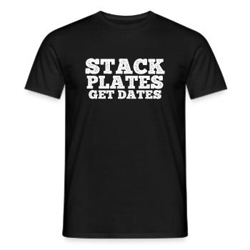 Stack Plates Get Dates 7 - Männer T-Shirt - Schwarz - Vorne - AI Model Male 178 light (178cm)