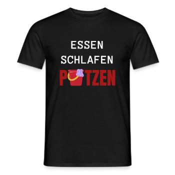 ESSEN SCHLAFEN PUTZEN - Männer T-Shirt - Schwarz - Vorne - AI Model Male 178 light (178cm)