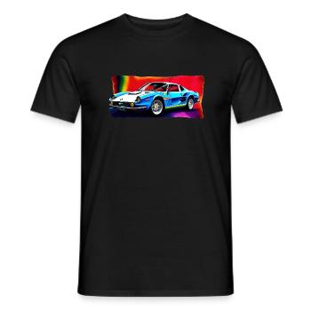 Retro Car on Rainbow Background - Men's T-Shirt - black - Front - AI Model Male 178 light (178cm)