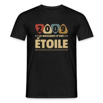 date de naissance 2009 / anniversaire année 2009 - T-shirt homme - noir - Devant - AI Model Male 178 light (178cm)