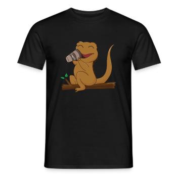 Süßer Eidechsen-Kaffee Lazy Office Monday Crested - Männer T-Shirt - Schwarz - Vorne - AI Model Male 178 light (178cm)