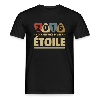 2016 date de naissance / anniversaire année 2016 - T-shirt homme - noir - Devant - AI Model Male 178 light (178cm)