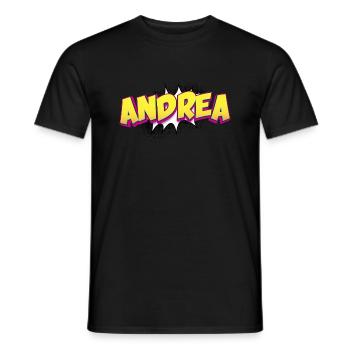 Andrea Custom Name Comic Book Style Pop Art, - Men's T-Shirt - black - Front - AI Model Male 178 light (178cm)