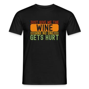 Funny Drinking Just Give Me The Wine - Men's T-Shirt - black - Front - AI Model Male 178 light (178cm)