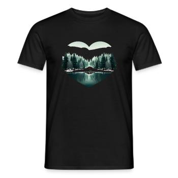 love heart and nature in christmas - Men's T-Shirt - black - Front - AI Model Male 178 light (178cm)