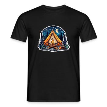 Camping, tent and campfire - Men's T-Shirt - black - Front - AI Model Male 178 light (178cm)