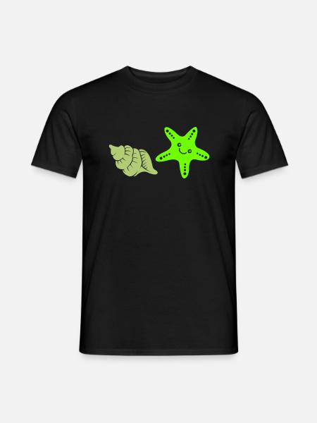 seestern muschel - Männer T-Shirt - Schwarz
