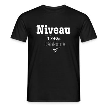 Niveau cousin débloqué - T-shirt homme - noir - Devant - AI Model Male 178 light (178cm)