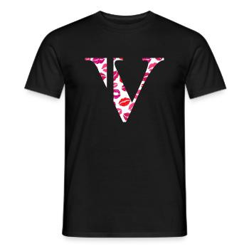 Lettre v bisous - T-shirt homme - noir - Devant - AI Model Male 178 light (178cm)