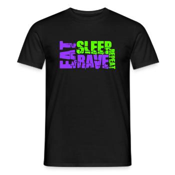 Manger dormir rave répéter nourriture sommeil corbeau disant - T-shirt homme - noir - Devant - AI Model Male 178 light (178cm)