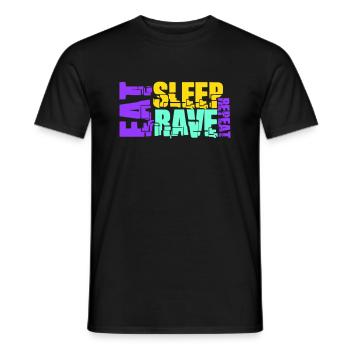 Manger dormir Rave répéter Logo Musique de fête Répéter - T-shirt homme - noir - Devant - AI Model Male 178 light (178cm)