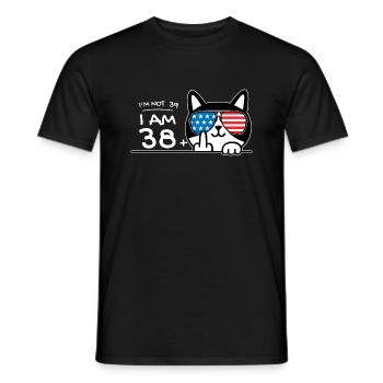 Non ho 39 anni, ne ho 38 più 1 dito medio Cat Flip - T-shirt uomo - nero - Fronte - AI Model Male 178 light (178cm)