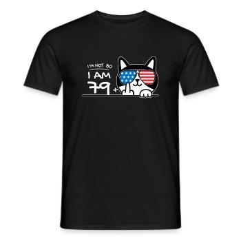 I'm Not 80, I Am 79 Plus 1 Middle Finger Cat Flip - Men's T-Shirt - black - Front - AI Model Male 178 light (178cm)