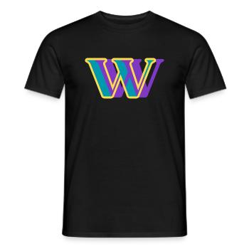 Mehrfarbiger Buchstabe w - Männer T-Shirt - Schwarz - Vorne - AI Model Male 178 light (178cm)