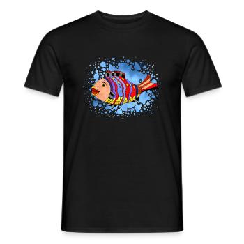 poisson - T-shirt homme - noir - Devant - AI Model Male 178 light (178cm)