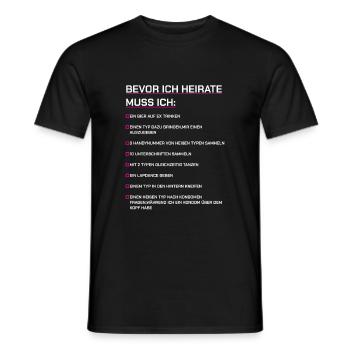JGA Braut Hochzeit Checkliste - Männer T-Shirt - Schwarz - Vorne - AI Model Male 178 light (178cm)