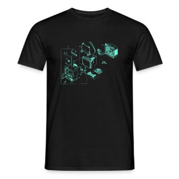 Retro TV technical sketch old school gift - Men's T-Shirt - black - Front - AI Model Male 178 light (178cm)