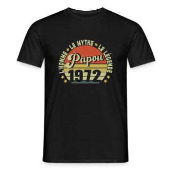 Papou 1972 L'homme Le Mythe La Légende Cadeau - T-shirt homme - noir - Devant - AI Model Male 178 light (178cm)