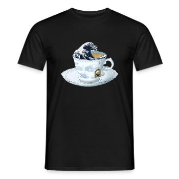 tea wave The Great Wave off Kanagawa - Men's T-Shirt - black - Front - AI Model Male 178 light (178cm)