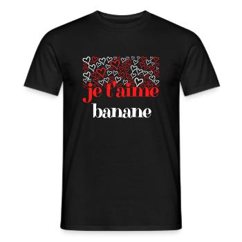Je t'aime banane - couple saint valentin chéri - T-shirt homme - noir - Devant - AI Model Male 178 light (178cm)