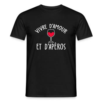 amour et apéro - T-shirt homme - noir - Devant - AI Model Male 178 light (178cm)
