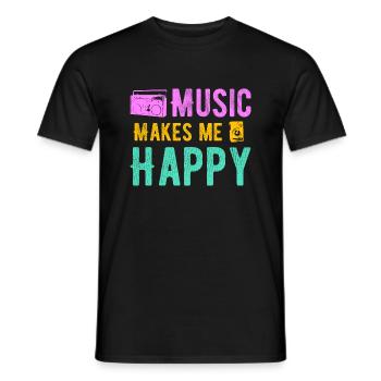 La musique me rend heureux - T-shirt homme - noir - Devant - AI Model Male 178 light (178cm)