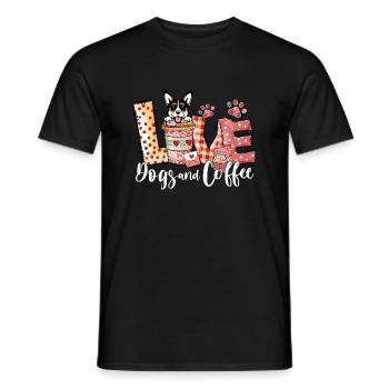 Corgi chien café amant chien maman Saint-Valentin - T-shirt homme - noir - Devant - AI Model Male 178 light (178cm)