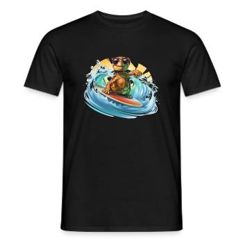 Surfende Schildkröte - Männer T-Shirt - Schwarz - Vorne - AI Model Male 178 light (178cm)