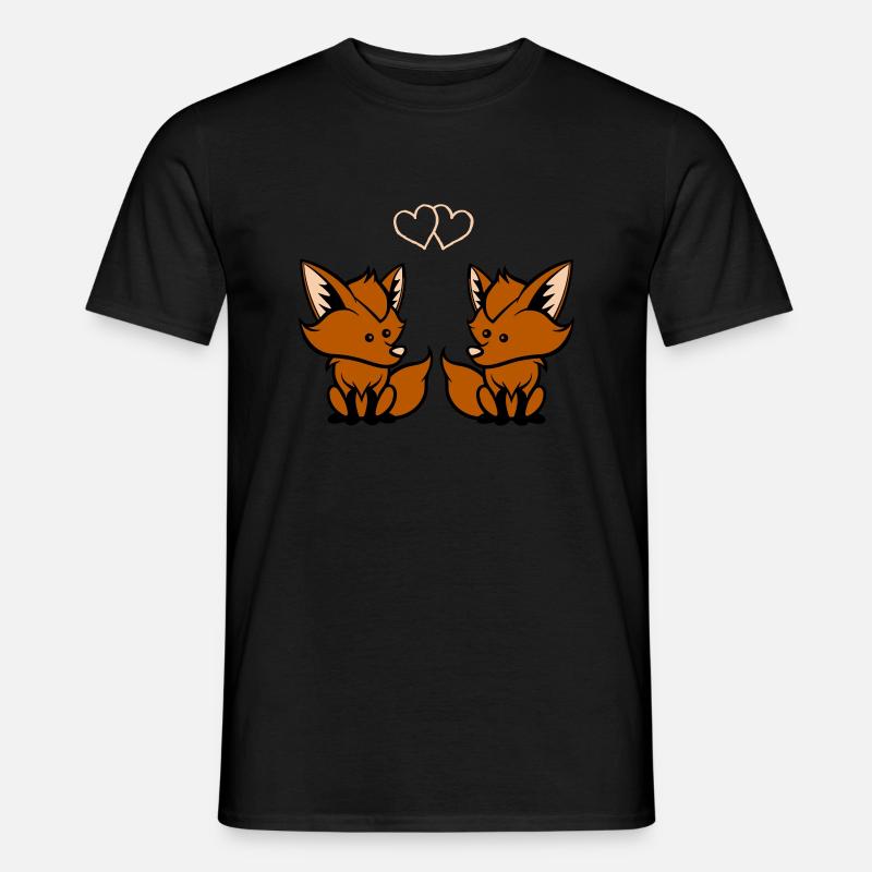 Füchse verliebt - Männer T-Shirt - Schwarz