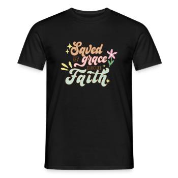 Gerettet durch Gnade - Männer T-Shirt - Schwarz - Vorne - AI Model Male 178 light (178cm)