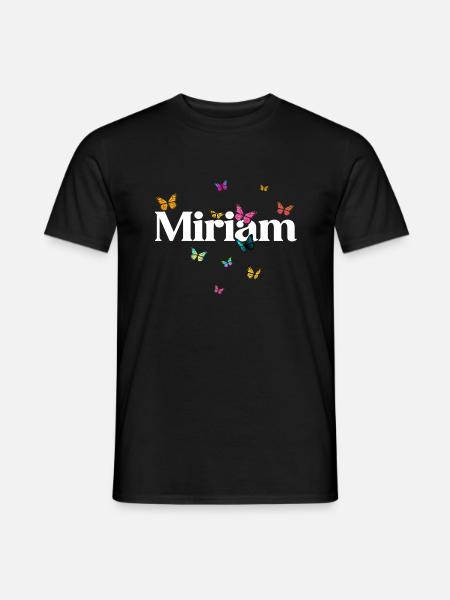MIRIAM - Schöner Mädchen Name mit Schmetterlingen - Männer T-Shirt - Schwarz