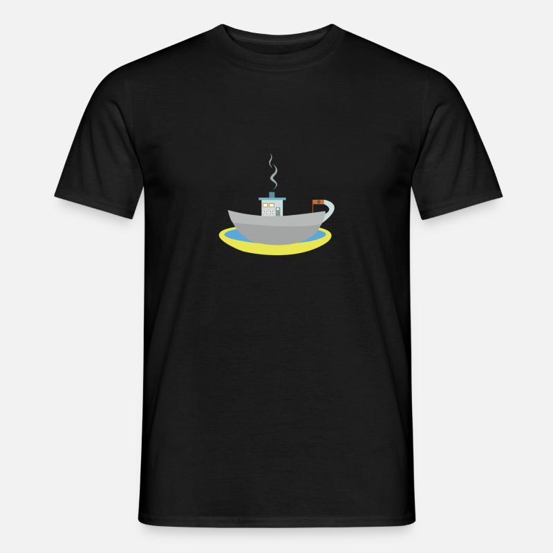 Kaffeetassenschiff - Männer T-Shirt - Schwarz