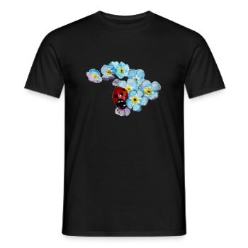 Marienkäfer und Vergissmeinnicht Design von Jimkins - Männer T-Shirt - Schwarz - Vorne - AI Model Male 178 light (178cm)