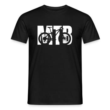 MTB with mountain bike - Men's T-Shirt - black - Front - AI Model Male 178 light (178cm)