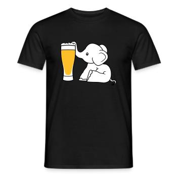 elephant beer suck alcohol drink thirst drunk - Men's T-Shirt - black - Front - AI Model Male 178 light (178cm)