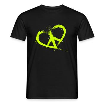 Peace Symbol Heart Hippy Peace Freedom - Men's T-Shirt - black - Front - AI Model Male 178 light (178cm)