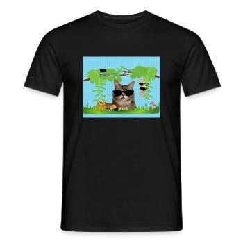 Lunch box or mask cool cat and sloth - Men's T-Shirt - black - Front - AI Model Male 178 light (178cm)