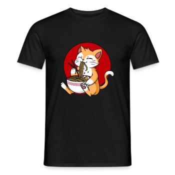 Ramen Katze - Männer T-Shirt - Schwarz - Vorne - AI Model Male 178 light (178cm)