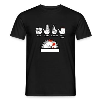 Scie à table à ciseaux en papier de roche - T-shirt homme - noir - Devant - AI Model Male 178 light (178cm)