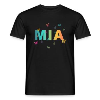 Mia - Beautiful name with butterflies, girls - Men's T-Shirt - black - Front - AI Model Male 178 light (178cm)