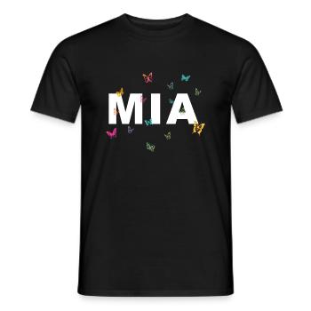 Mia - Beautiful name with butterflies, girls - Men's T-Shirt - black - Front - AI Model Male 178 light (178cm)