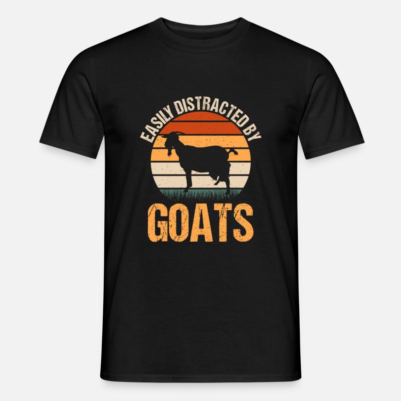 Easily Distracted By Goats - Männer T-Shirt - Schwarz
