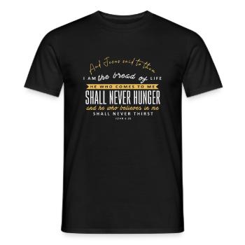 I am the bread of life - Christian Clothing - Men's T-Shirt - black - Front - AI Model Male 178 light (178cm)